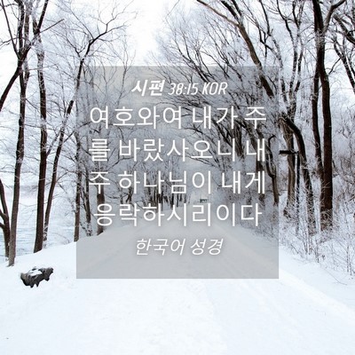 Picture 04 - 시편 38:15 KOR - 여호와여 내가 주를 바랐사오니 내 - Bible Verse Picture