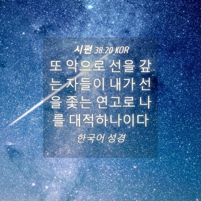 Picture 04 - 시편 38:20 KOR - 또 악으로 선을 갚는 자들이 내가 - Bible Verse Picture