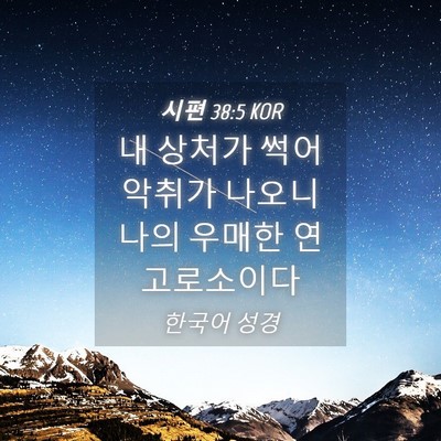 Picture 04 - 시편 38:5 KOR - 내 상처가 썩어 악취가 나오니 나의 - Bible Verse Picture