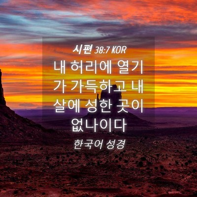 Picture 04 - 시편 38:7 KOR - 내 허리에 열기가 가득하고 내 살에 - Bible Verse Picture