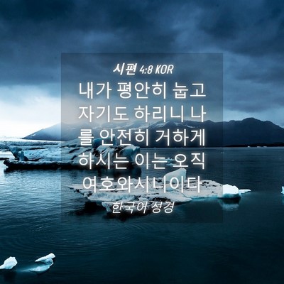 Picture 04 - 시편 4:8 KOR - 내가 평안히 눕고 자기도 하리니 - Bible Verse Picture