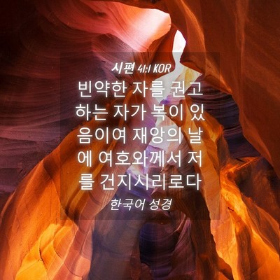 Picture 04 - 시편 41:1 KOR - 빈약한 자를 권고하는 자가 복이 - Bible Verse Picture