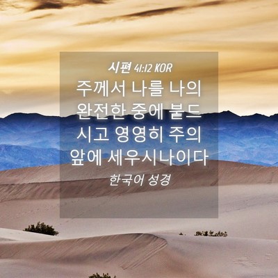 Picture 04 - 시편 41:12 KOR - 주께서 나를 나의 완전한 중에 - Bible Verse Picture