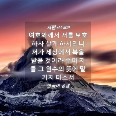 Picture 04 - 시편 41:2 KOR - 여호와께서 저를 보호하사 살게 - Bible Verse Picture