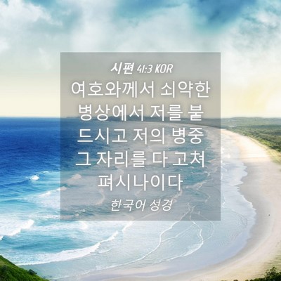Picture 04 - 시편 41:3 KOR - 여호와께서 쇠약한 병상에서 저를 - Bible Verse Picture