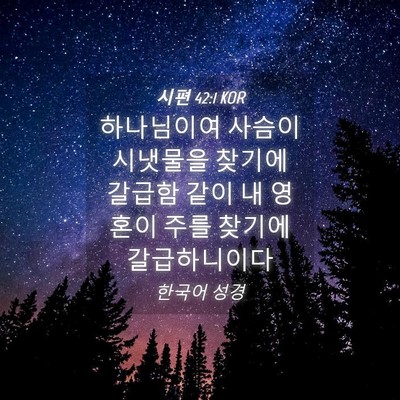 Picture 04 - 시편 42:1 KOR - 하나님이여 사슴이 시냇물을 찾기에 - Bible Verse Picture