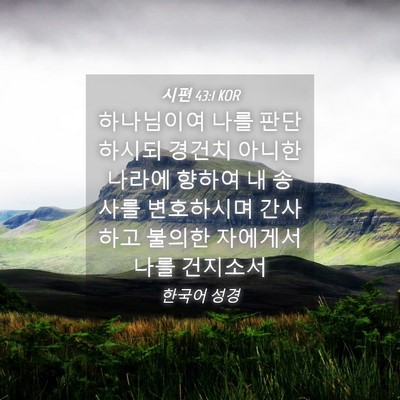 Picture 04 - 시편 43:1 KOR - 하나님이여 나를 판단하시되 경건치 - Bible Verse Picture