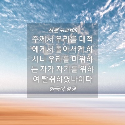 Picture 04 - 시편 44:10 KOR - 주께서 우리를 대적에게서 돌아서게 - Bible Verse Picture