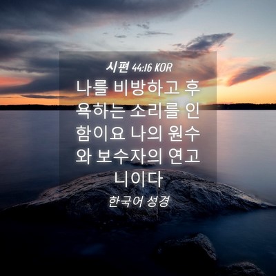 Picture 04 - 시편 44:16 KOR - 나를 비방하고 후욕하는 소리를 - Bible Verse Picture