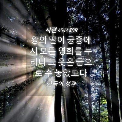 Picture 04 - 시편 45:13 KOR - 왕의 딸이 궁중에서 모든 영화를 - Bible Verse Picture