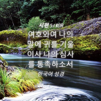 Picture 04 - 시편 5:1 KOR - 여호와여 나의 말에 귀를 기울이사 - Bible Verse Picture