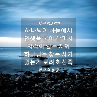 Picture 04 - 시편 53:2 KOR - 하나님이 하늘에서 인생을 굽어 - Bible Verse Picture