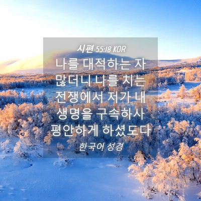 Picture 04 - 시편 55:18 KOR - 나를 대적하는 자 많더니 나를 치는 - Bible Verse Picture