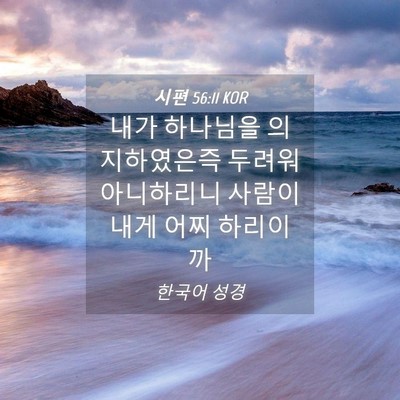 Picture 04 - 시편 56:11 KOR - 내가 하나님을 의지하였은즉 두려워 - Bible Verse Picture