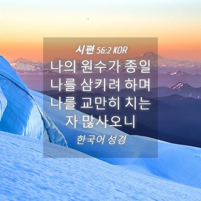Picture 04 - 시편 56:2 KOR - 나의 원수가 종일 나를 삼키려 하며 - Bible Verse Picture