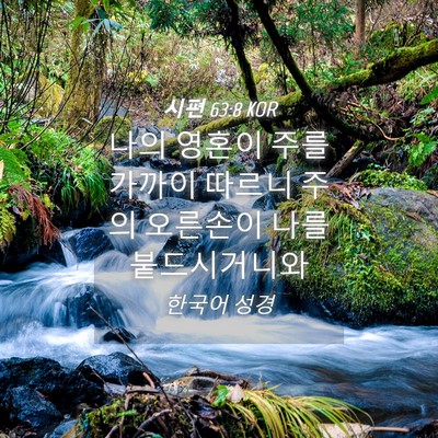 Picture 04 - 시편 63:8 KOR - 나의 영혼이 주를 가까이 따르니 - Bible Verse Picture