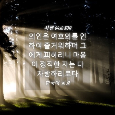 Picture 04 - 시편 64:10 KOR - 의인은 여호와를 인하여 즐거워하며 - Bible Verse Picture
