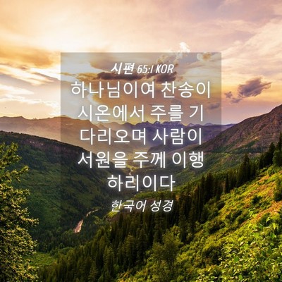 Picture 04 - 시편 65:1 KOR - 하나님이여 찬송이 시온에서 주를 - Bible Verse Picture