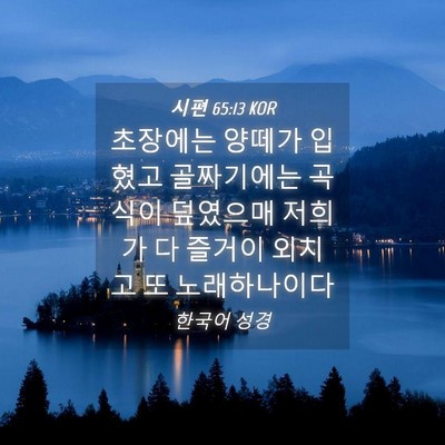 Picture 04 - 시편 65:13 KOR - 초장에는 양떼가 입혔고 골짜기에는 - Bible Verse Picture