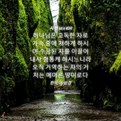 Picture 04 - 시편 68:6 KOR - 하나님은 고독한 자로 가속 중에 - Bible Verse Picture