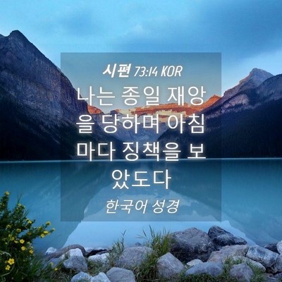 Picture 04 - 시편 73:14 KOR - 나는 종일 재앙을 당하며 아침마다 - Bible Verse Picture
