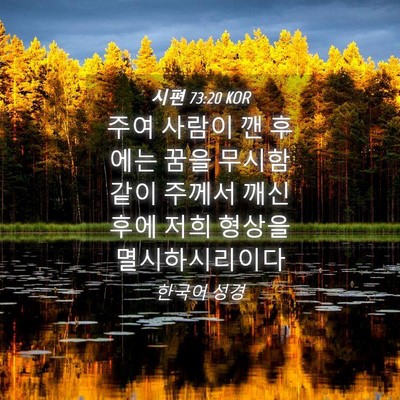 Picture 04 - 시편 73:20 KOR - 주여 사람이 깬 후에는 꿈을 - Bible Verse Picture