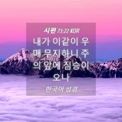 Picture 04 - 시편 73:22 KOR - 내가 이같이 우매 무지하니 주의 - Bible Verse Picture