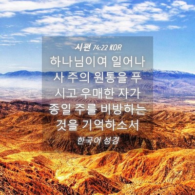 Picture 04 - 시편 74:22 KOR - 하나님이여 일어나사 주의 원통을 - Bible Verse Picture