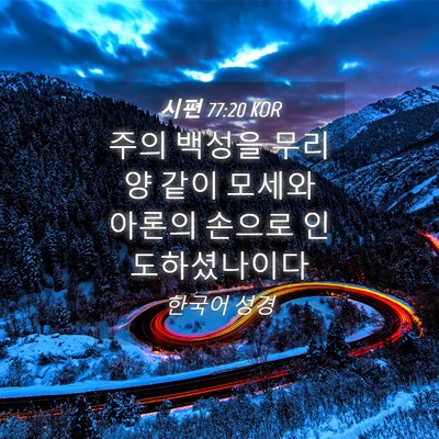 Picture 04 - 시편 77:20 KOR - 주의 백성을 무리양 같이 모세와 - Bible Verse Picture