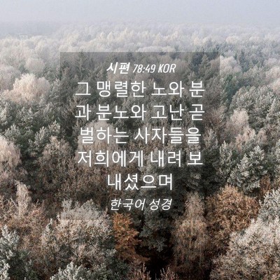 Picture 04 - 시편 78:49 KOR - 그 맹렬한 노와 분과 분노와 고난 곧 - Bible Verse Picture