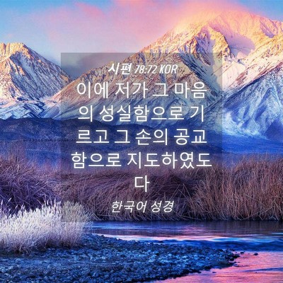 Picture 04 - 시편 78:72 KOR - 이에 저가 그 마음의 성실함으로 - Bible Verse Picture