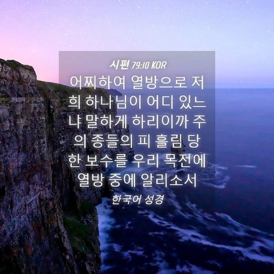 Picture 04 - 시편 79:10 KOR - 어찌하여 열방으로 저희 하나님이 - Bible Verse Picture