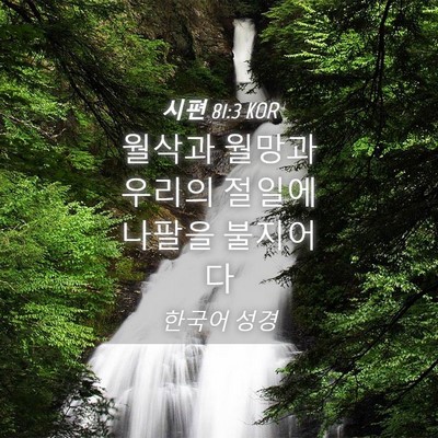 Picture 04 - 시편 81:3 KOR - 월삭과 월망과 우리의 절일에 나팔을 - Bible Verse Picture