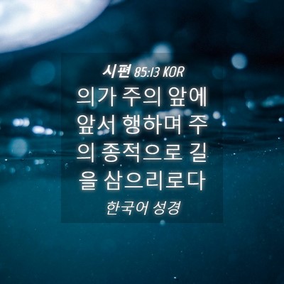 Picture 04 - 시편 85:13 KOR - 의가 주의 앞에 앞서 행하며 주의 - Bible Verse Picture