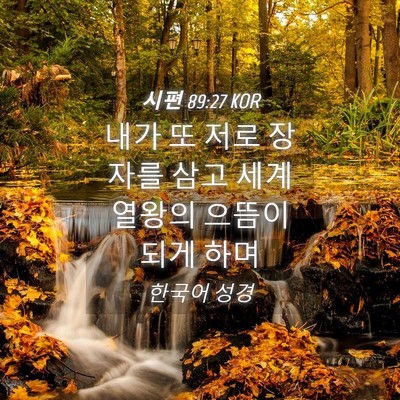 Picture 04 - 시편 89:27 KOR - 내가 또 저로 장자를 삼고 세계 - Bible Verse Picture