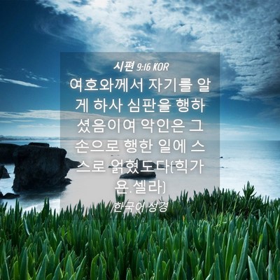 Picture 04 - 시편 9:16 KOR - 여호와께서 자기를 알게 하사 심판을 - Bible Verse Picture