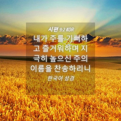 Picture 04 - 시편 9:2 KOR - 내가 주를 기뻐하고 즐거워하며 - Bible Verse Picture