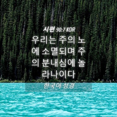 Picture 04 - 시편 90:7 KOR - 우리는 주의 노에 소멸되며 주의 - Bible Verse Picture