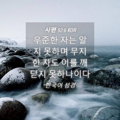 Picture 04 - 시편 92:6 KOR - 우준한 자는 알지 못하며 무지한 - Bible Verse Picture