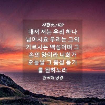 Picture 04 - 시편 95:7 KOR - 대저 저는 우리 하나님이시요 우리는 - Bible Verse Picture