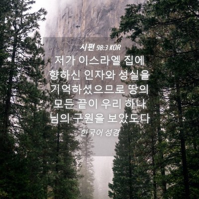 Picture 04 - 시편 98:3 KOR - 저가 이스라엘 집에 향하신 인자와 - Bible Verse Picture