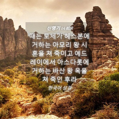 Picture 04 - 신명기 1:4 KOR - 때는 모세가 헤스본에 거하는 아모리 - Bible Verse Picture
