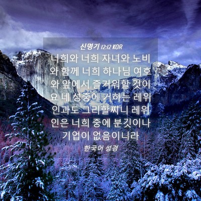 Picture 04 - 신명기 12:12 KOR - 너희와 너희 자녀와 노비와 함께 - Bible Verse Picture