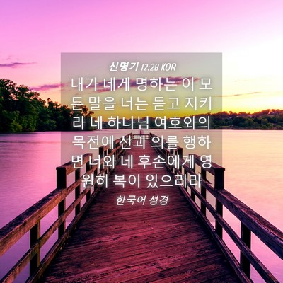 Picture 04 - 신명기 12:28 KOR - 내가 네게 명하는 이 모든 말을 너는 - Bible Verse Picture