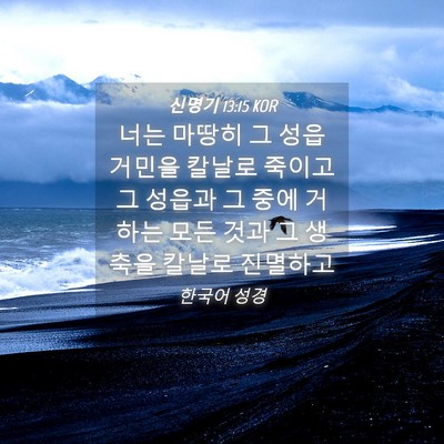 Picture 04 - 신명기 13:15 KOR - 너는 마땅히 그 성읍 거민을 칼날로 - Bible Verse Picture