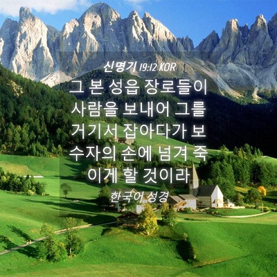 Picture 04 - 신명기 19:12 KOR - 그 본 성읍 장로들이 사람을 보내어 - Bible Verse Picture