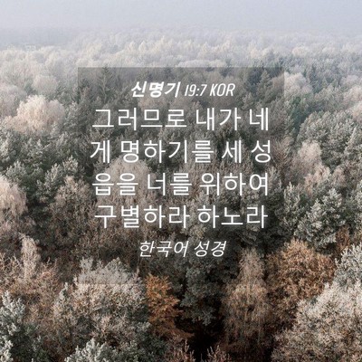 Picture 04 - 신명기 19:7 KOR - 그러므로 내가 네게 명하기를 세 - Bible Verse Picture