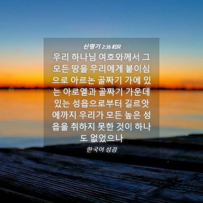 Picture 04 - 신명기 2:36 KOR - 우리 하나님 여호와께서 그 모든 - Bible Verse Picture