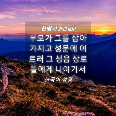 Picture 04 - 신명기 21:19 KOR - 부모가 그를 잡아가지고 성문에 - Bible Verse Picture