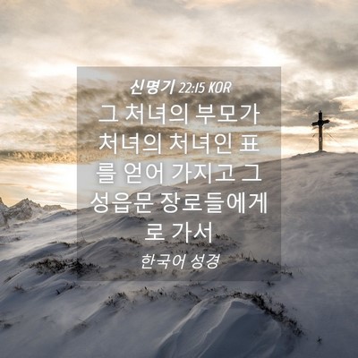 Picture 04 - 신명기 22:15 KOR - 그 처녀의 부모가 처녀의 처녀인 - Bible Verse Picture